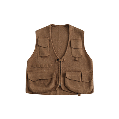 Armilla de jersei de cardigan sense mànigues per a dona